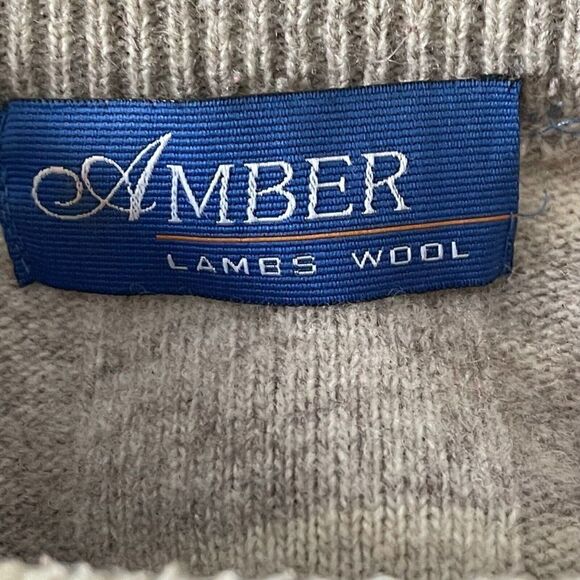 Vintage 80s Womens Brown Cream Striped 100% Lambswool Soft Crewneck Sweater Sz M - Picture 2 of 7